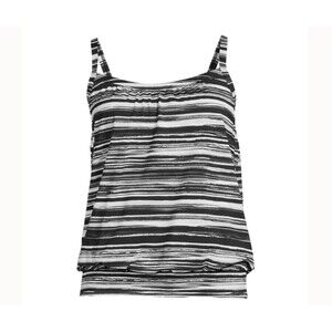 Lands End swimsuit tankini 2 Jasmine Floral black white swim suit top new $79.95
